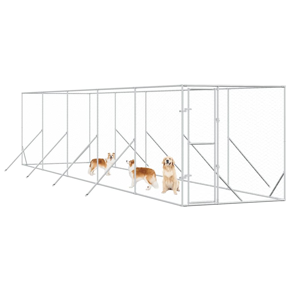 Outdoor Dog Kennel Silver 2x10x2 m Galvanised Steel
