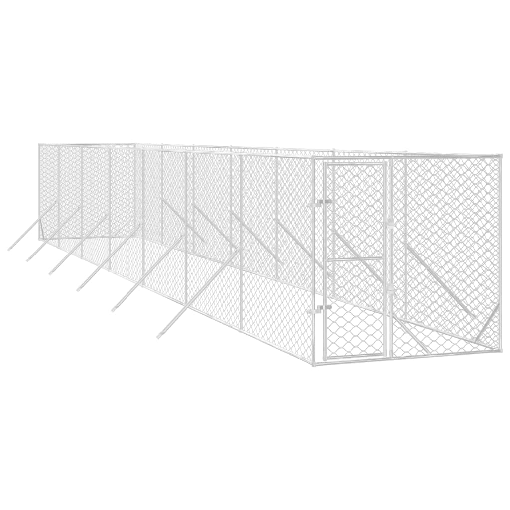 vidaXL Outdoor Dog Kennel Silver 2x14x2 m Galvanised Steel