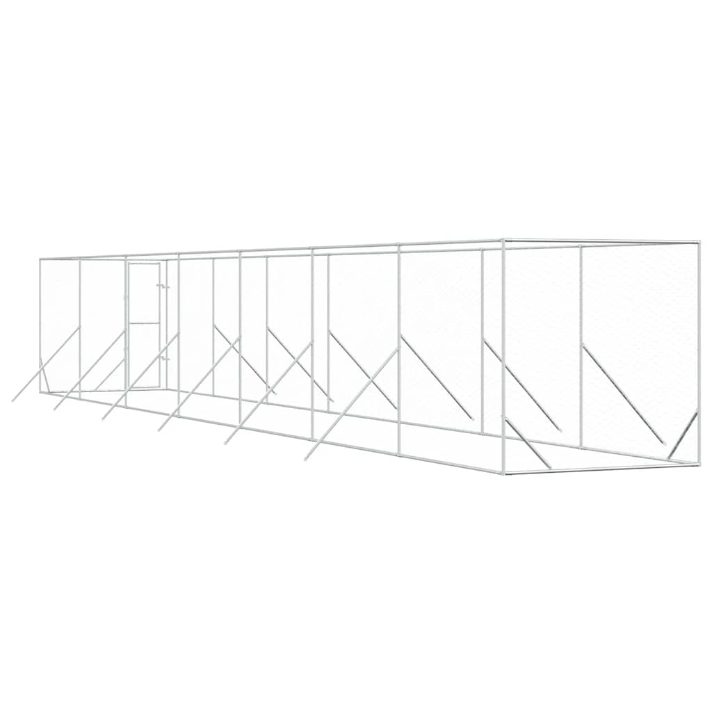 Outdoor Dog Kennel Silver 2x14x2 m Galvanised Steel