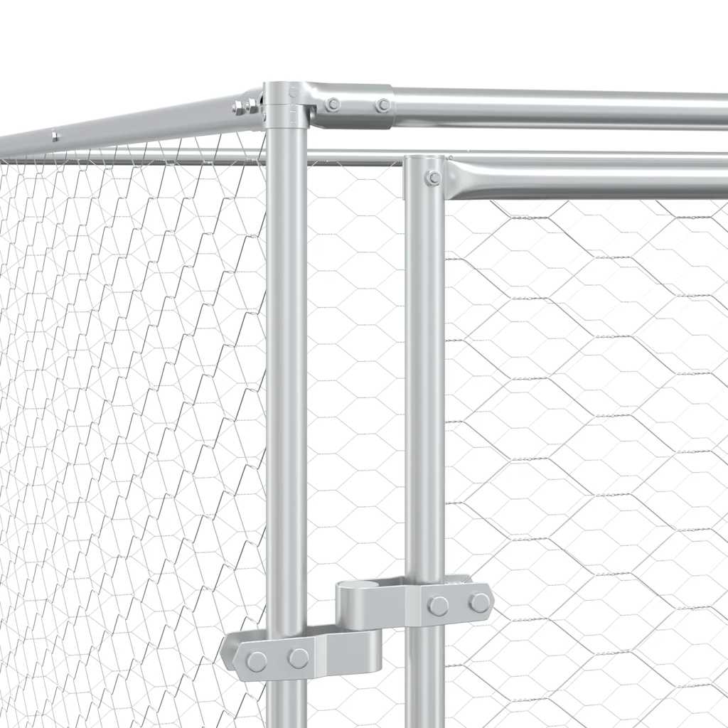 Outdoor Dog Kennel Silver 2x14x2 m Galvanised Steel