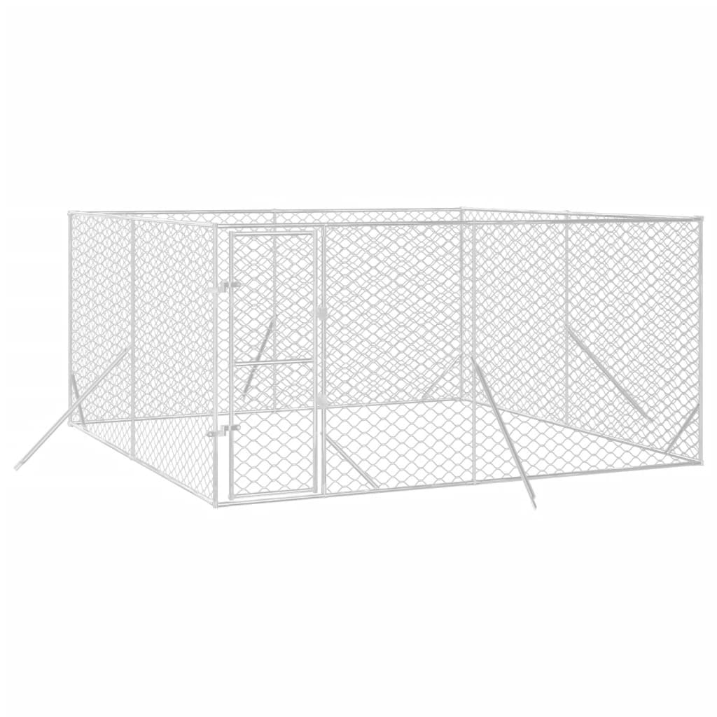 vidaXL Outdoor Dog Kennel Silver 4x4x2 m Galvanised Steel