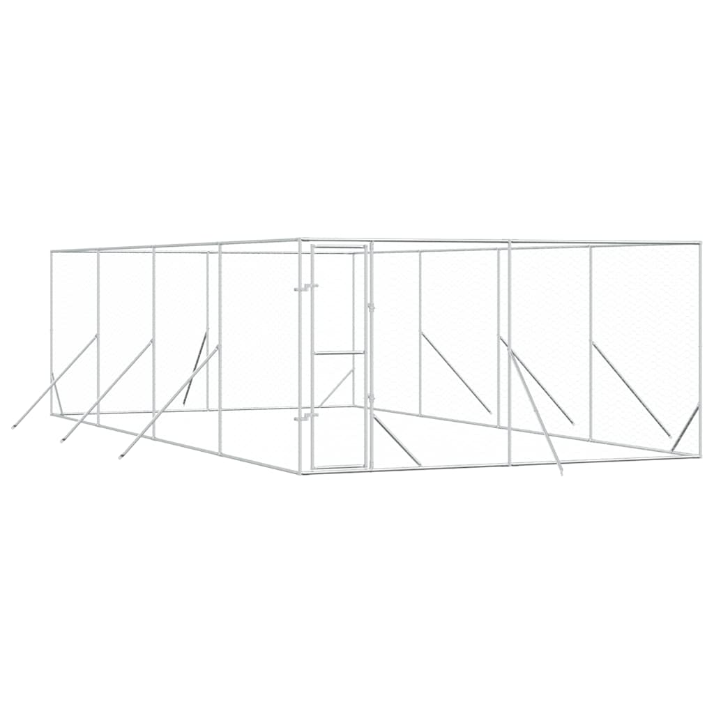 Outdoor Dog Kennel Silver 4x8x2 m Galvanised Steel