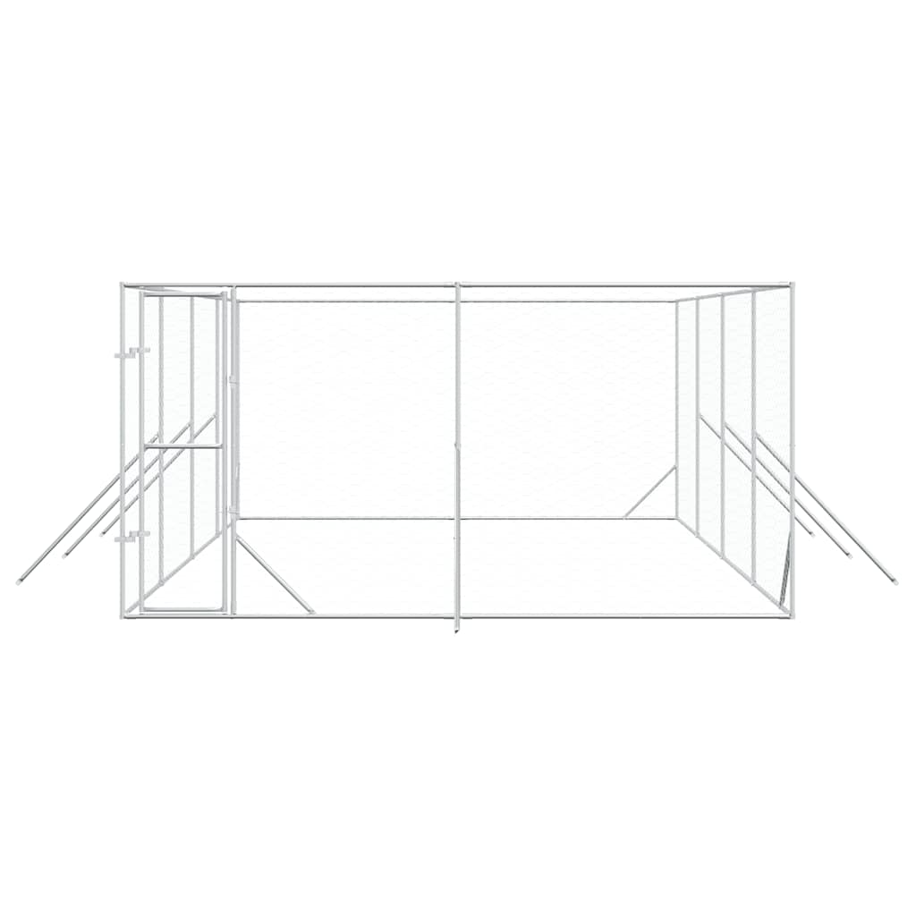 Outdoor Dog Kennel Silver 4x8x2 m Galvanised Steel