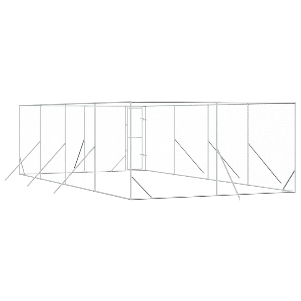 Outdoor Dog Kennel Silver 4x8x2 m Galvanised Steel