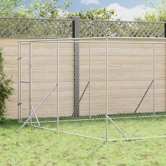 Outdoor Dog Kennel Silver 4x8x2 m Galvanised Steel