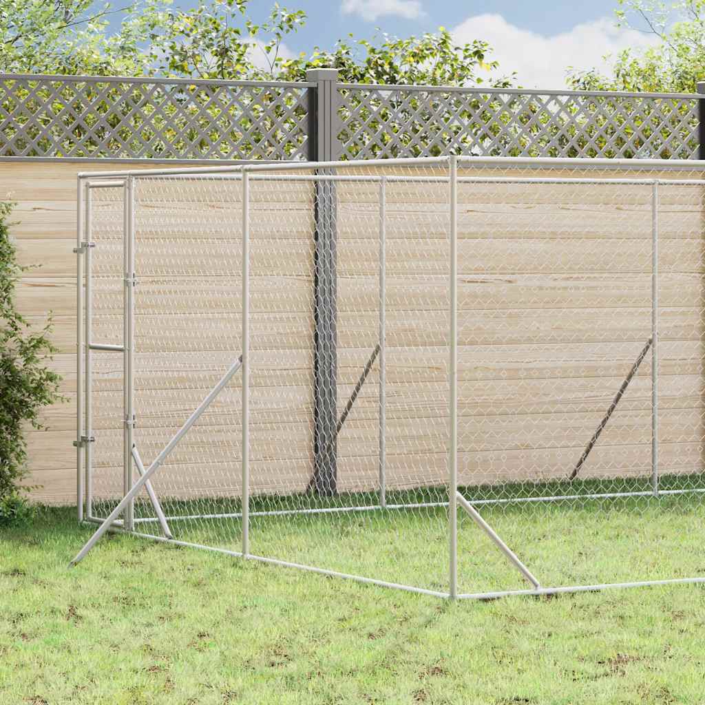 Outdoor Dog Kennel Silver 4x8x2 m Galvanised Steel