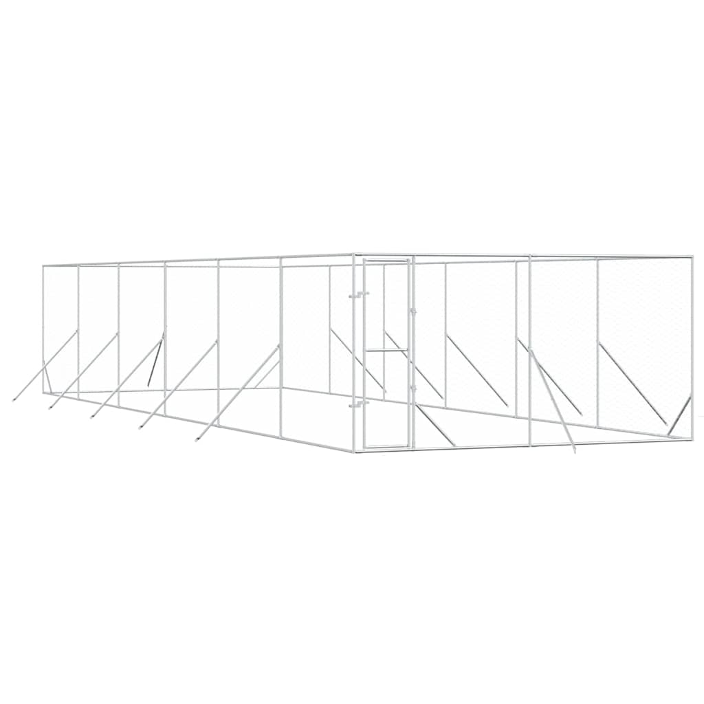 Outdoor Dog Kennel Silver 4x12x2 m Galvanised Steel