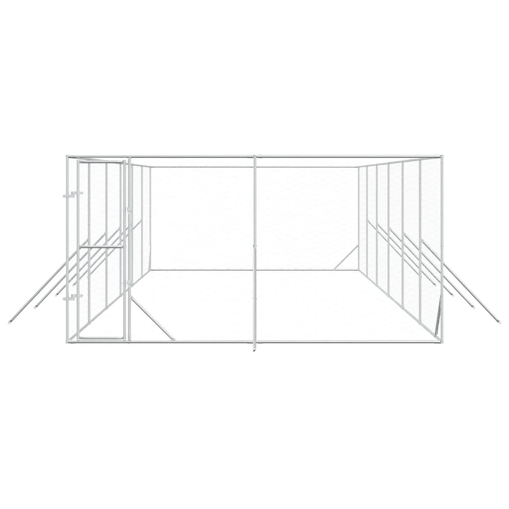 Outdoor Dog Kennel Silver 4x12x2 m Galvanised Steel