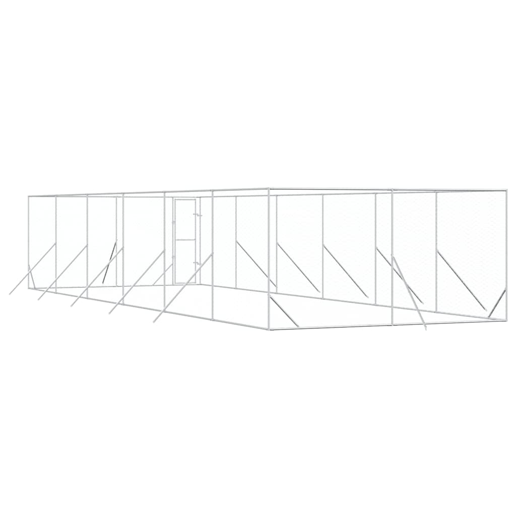 Outdoor Dog Kennel Silver 4x12x2 m Galvanised Steel