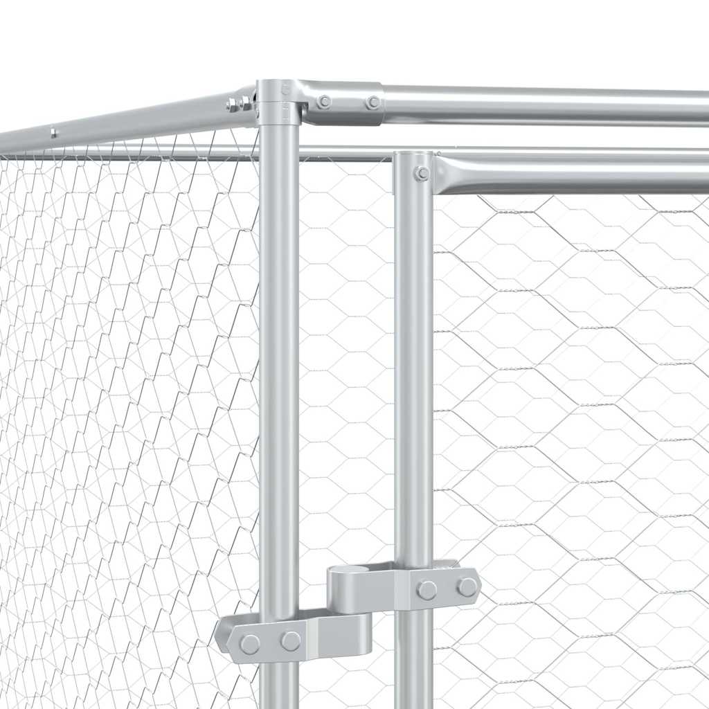 Outdoor Dog Kennel Silver 4x12x2 m Galvanised Steel