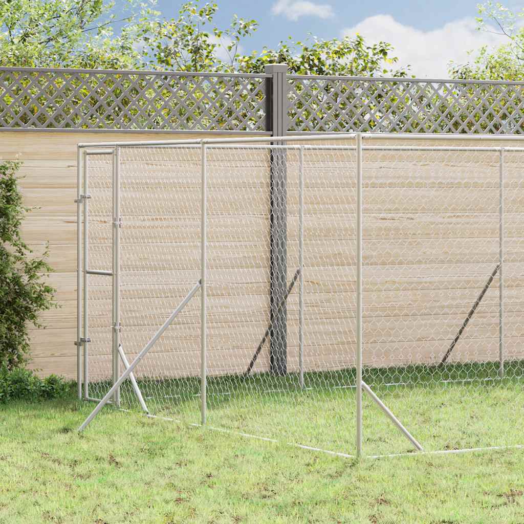 Outdoor Dog Kennel Silver 4x12x2 m Galvanised Steel
