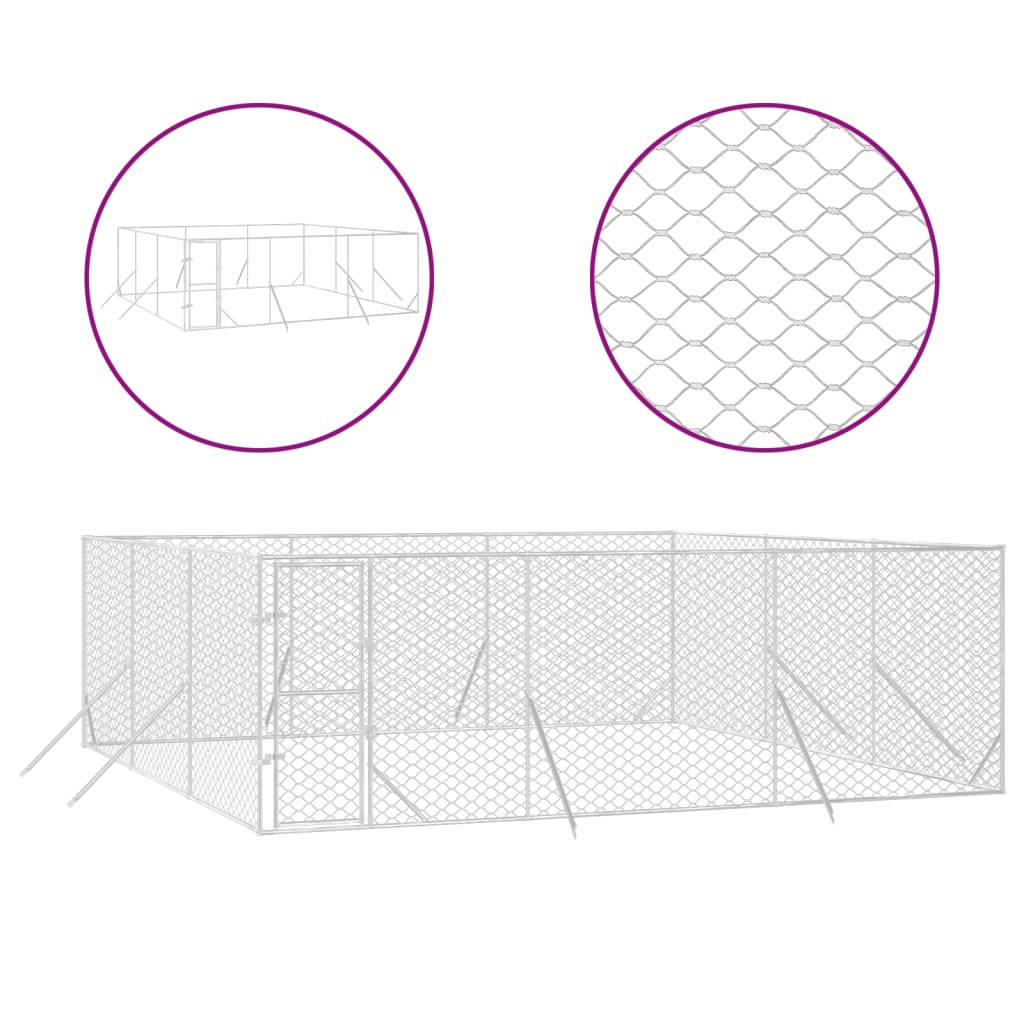 vidaXL Outdoor Dog Kennel Silver 6x6x2 m Galvanised Steel