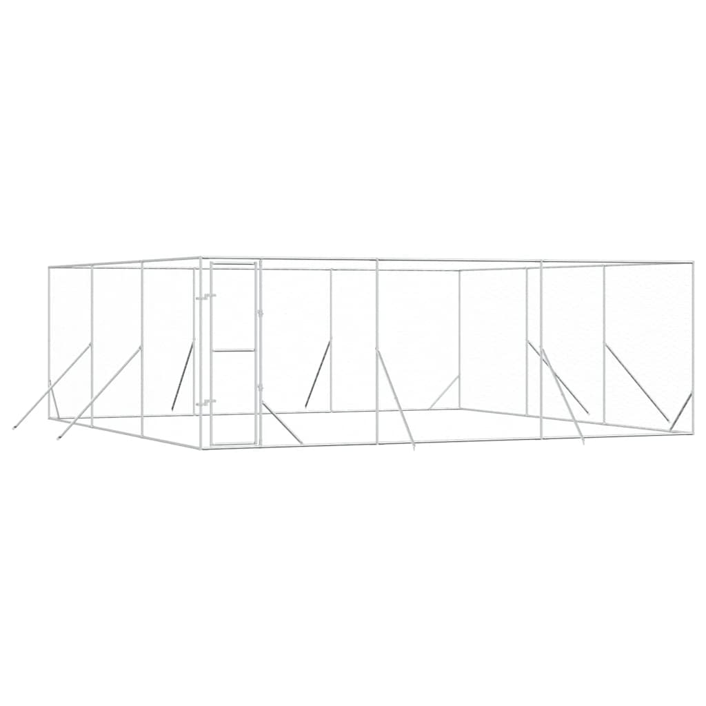 Outdoor Dog Kennel Silver 6x6x2 m Galvanised Steel