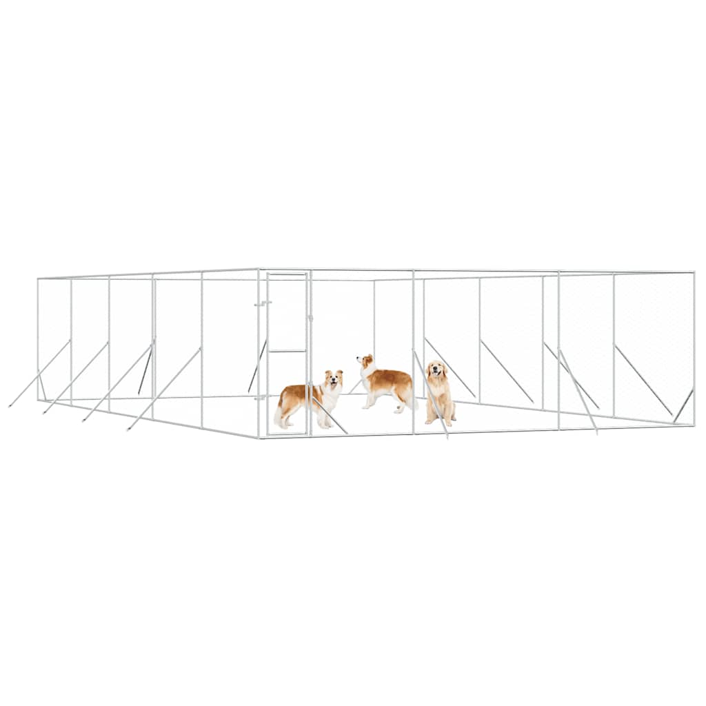 Outdoor Dog Kennel Silver 6x10x2 m Galvanised Steel