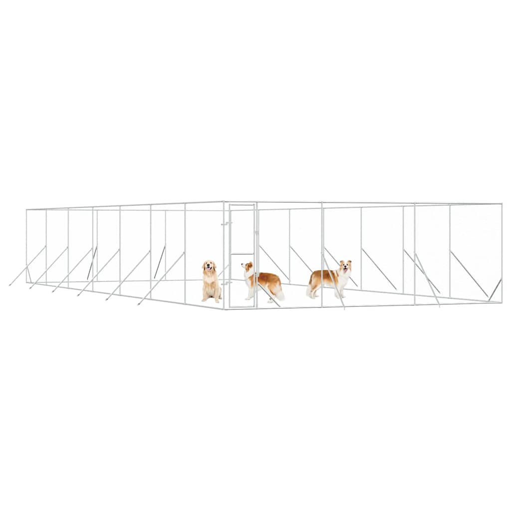 Outdoor Dog Kennel Silver 6x14x2 m Galvanised Steel