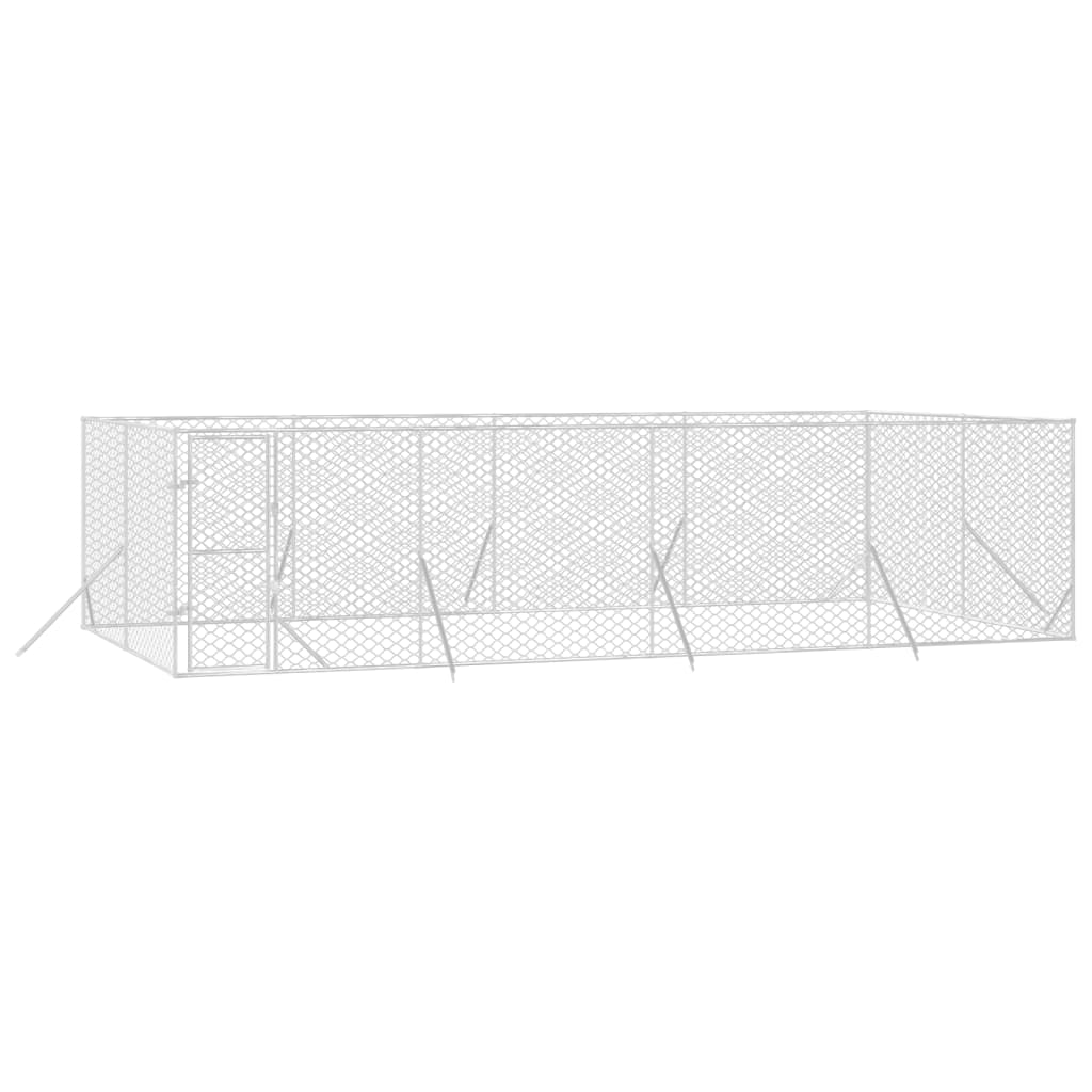 vidaXL Outdoor Dog Kennel Silver 8x4x2 m Galvanised Steel