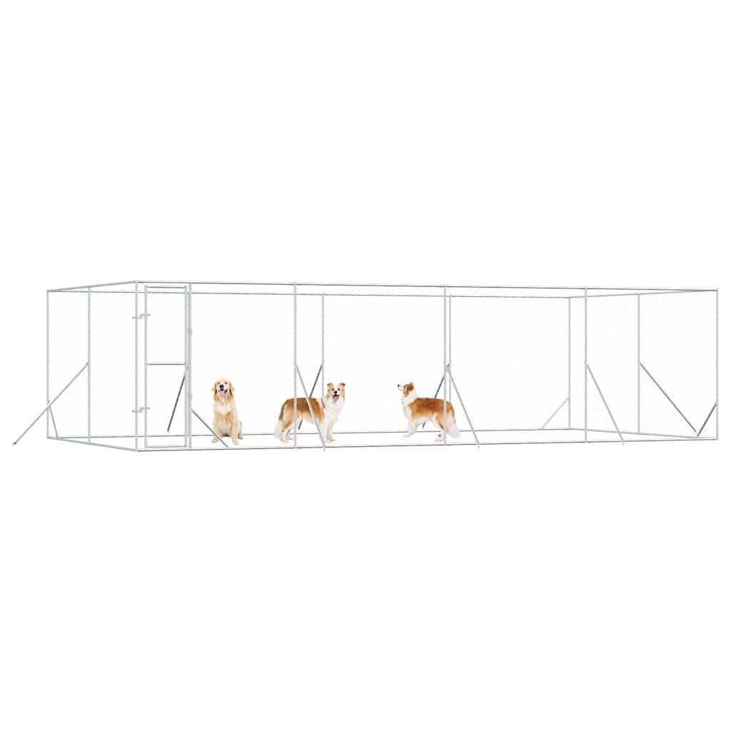 Outdoor Dog Kennel Silver 8x4x2 m Galvanised Steel