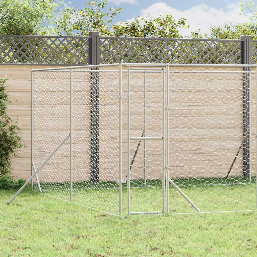 Outdoor Dog Kennel Silver 8x4x2 m Galvanised Steel