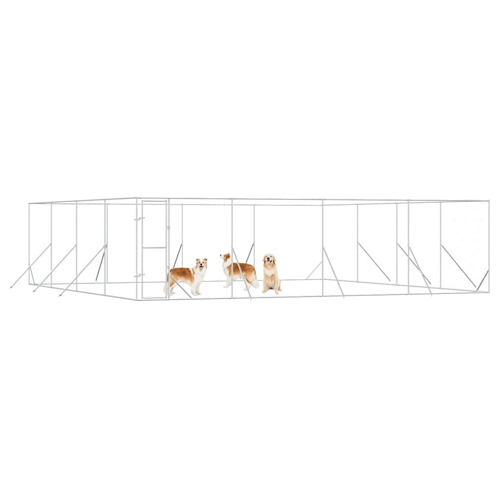 Outdoor Dog Kennel Silver 8x8x2 m Galvanised Steel