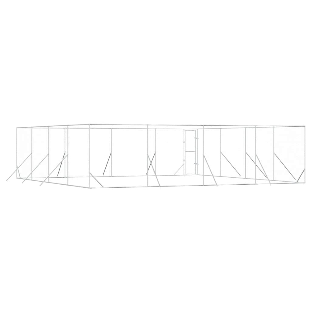 Outdoor Dog Kennel Silver 8x8x2 m Galvanised Steel