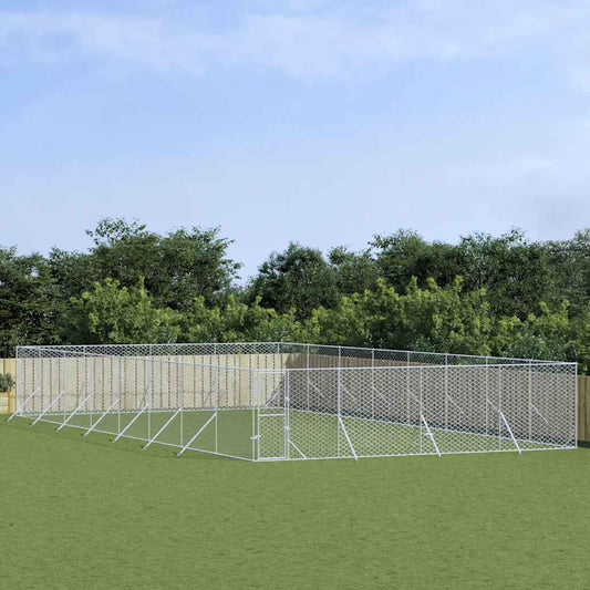 Outdoor Dog Kennel Silver 8x16x2 m Galvanised Steel