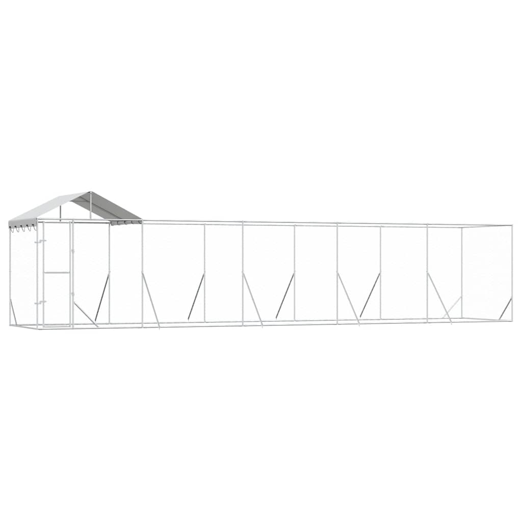 Outdoor Dog Kennel with Roof Silver 10x2x2,5 m Galvanised Steel