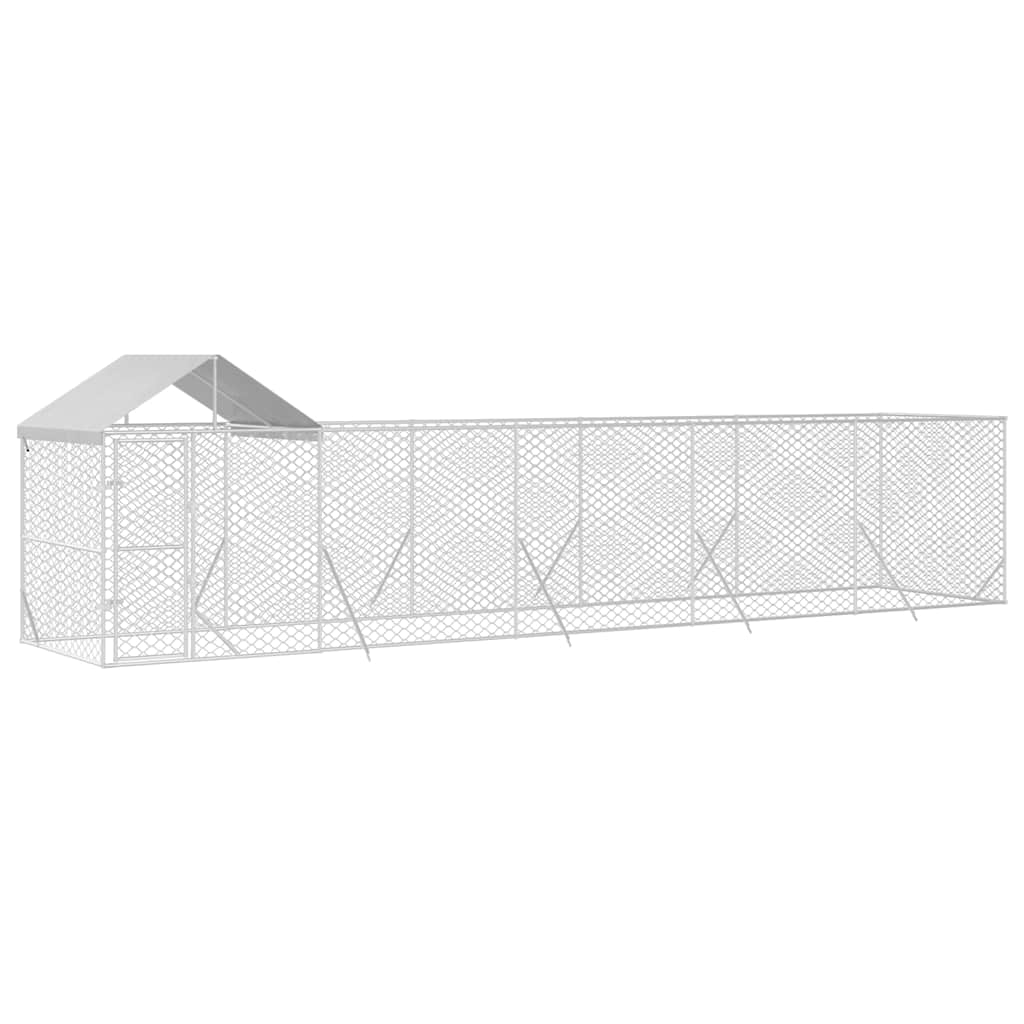 Outdoor Dog Kennel with Roof Silver 10x2x2,5 m Galvanised Steel