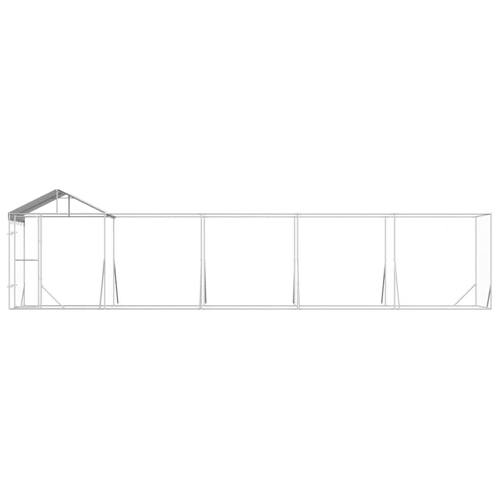 Outdoor Dog Kennel with Roof Silver 10x2x2,5 m Galvanised Steel