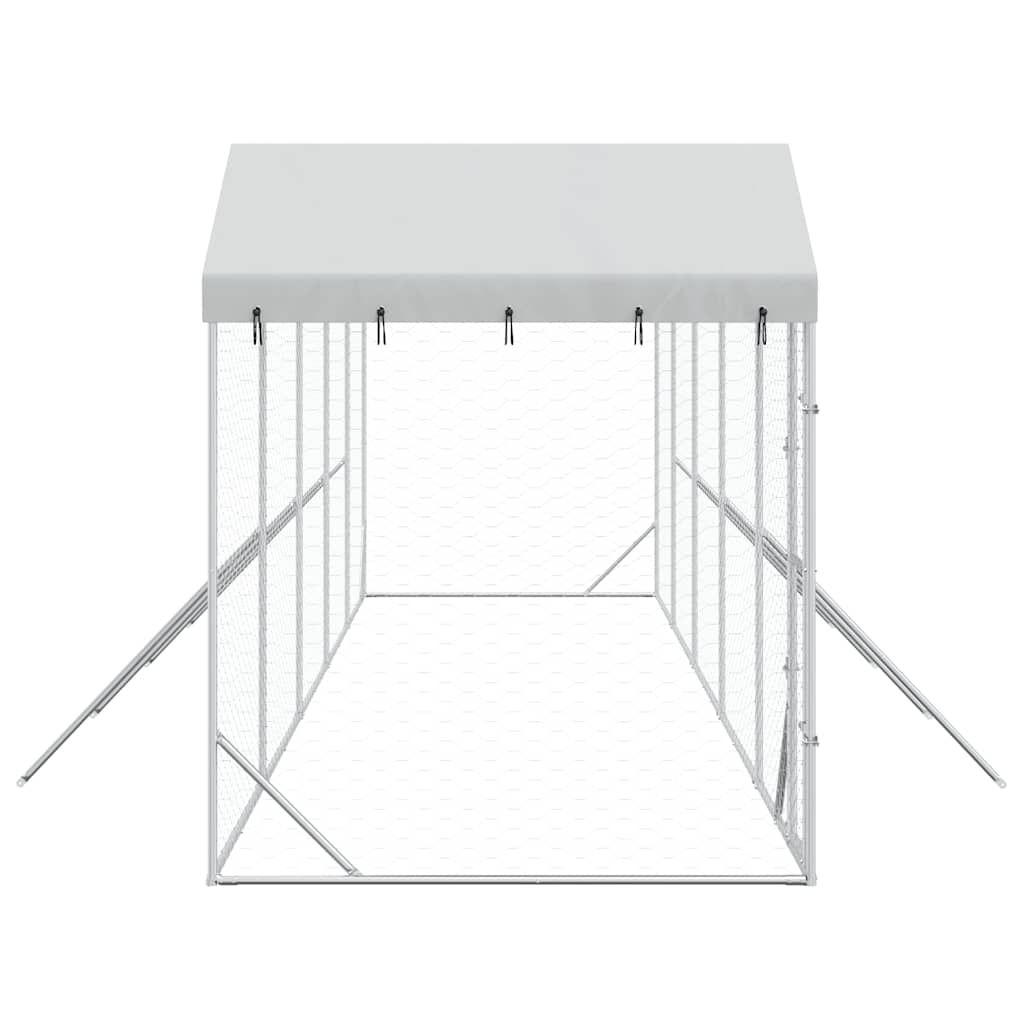 Outdoor Dog Kennel with Roof Silver 10x2x2,5 m Galvanised Steel