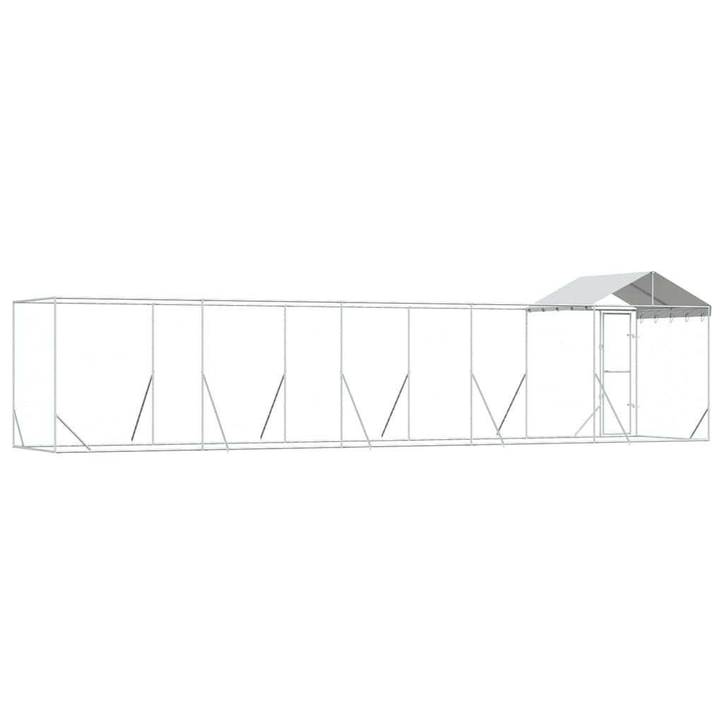 Outdoor Dog Kennel with Roof Silver 10x2x2,5 m Galvanised Steel
