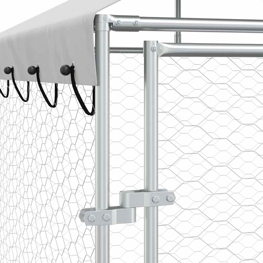 Outdoor Dog Kennel with Roof Silver 10x2x2,5 m Galvanised Steel