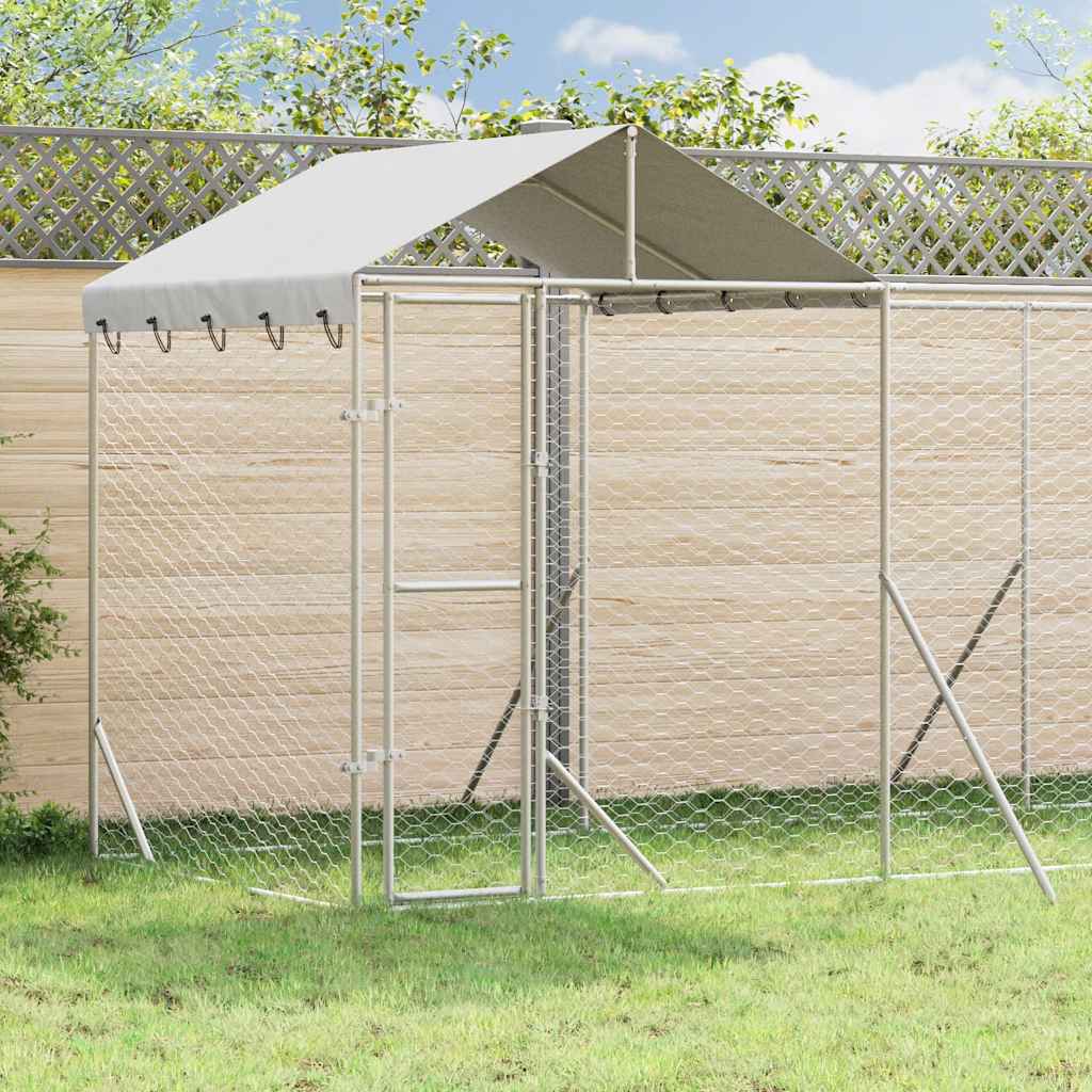 Outdoor Dog Kennel with Roof Silver 10x2x2,5 m Galvanised Steel