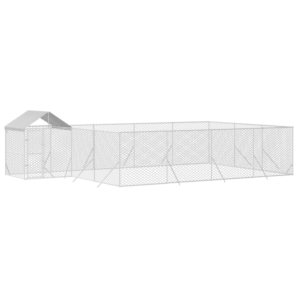 Outdoor Dog Kennel with Roof Silver 10x6x2.5 m Galvanised Steel