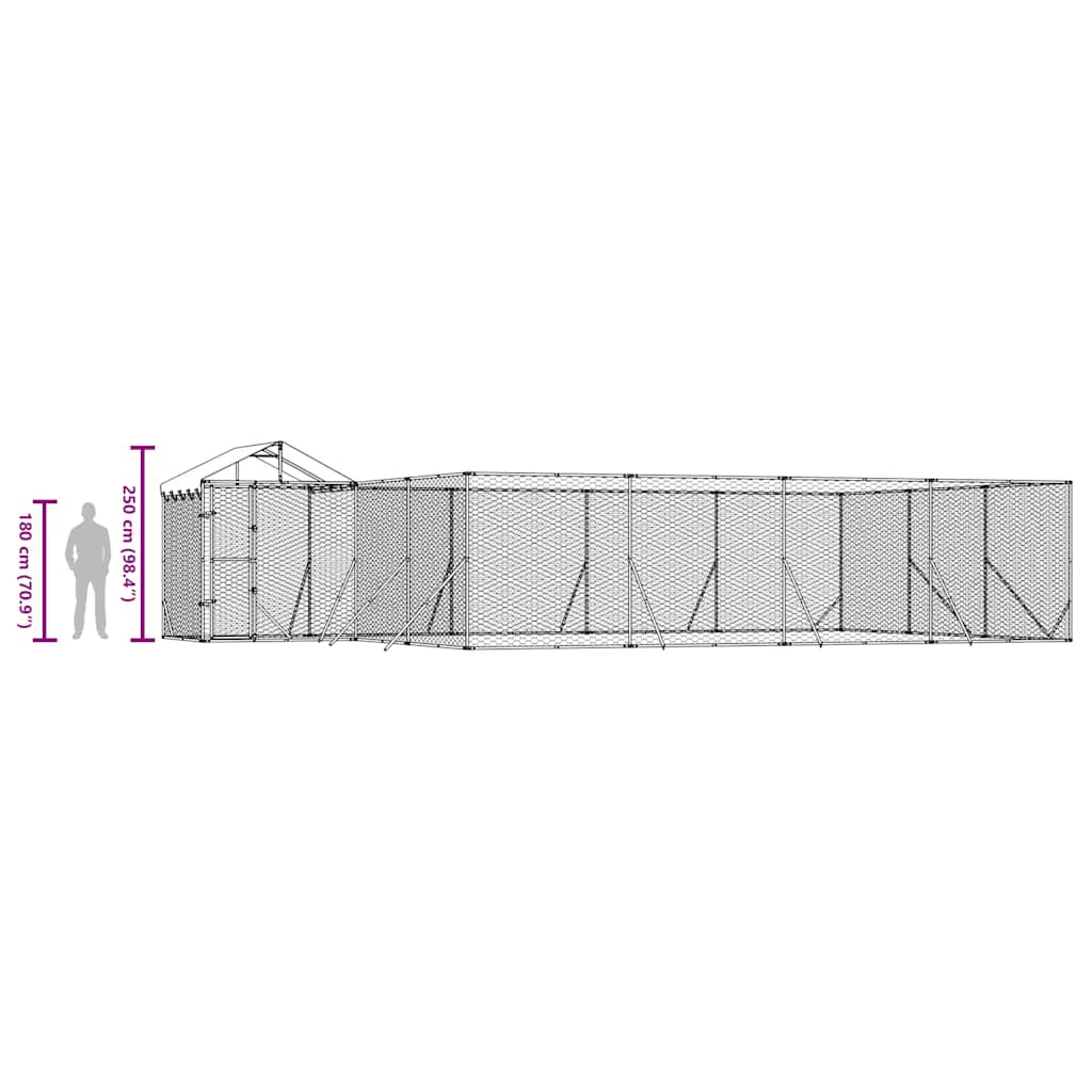 Outdoor Dog Kennel with Roof Silver 10x6x2.5 m Galvanised Steel