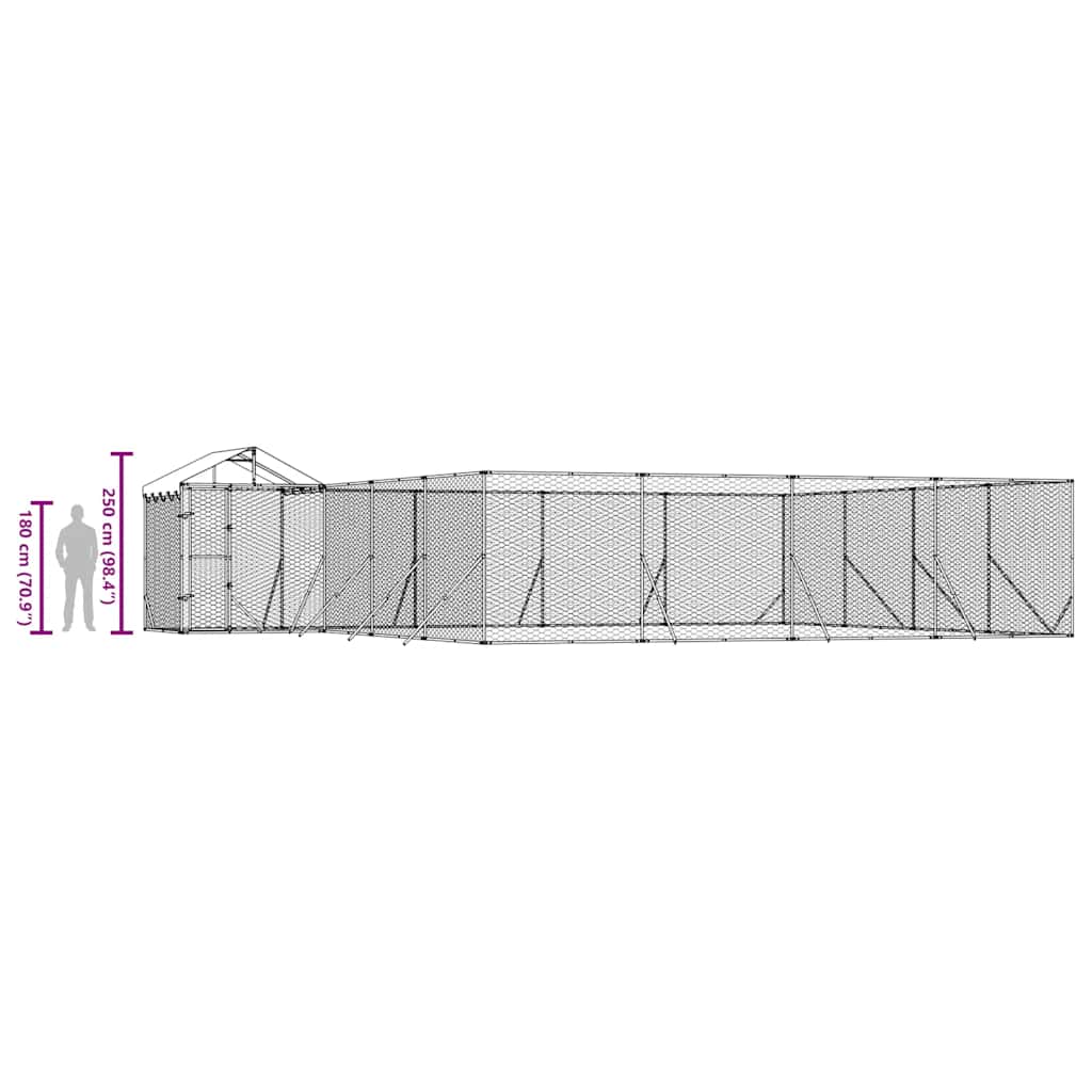 Outdoor Dog Kennel with Roof Silver 10x8x2.5 m Galvanised Steel