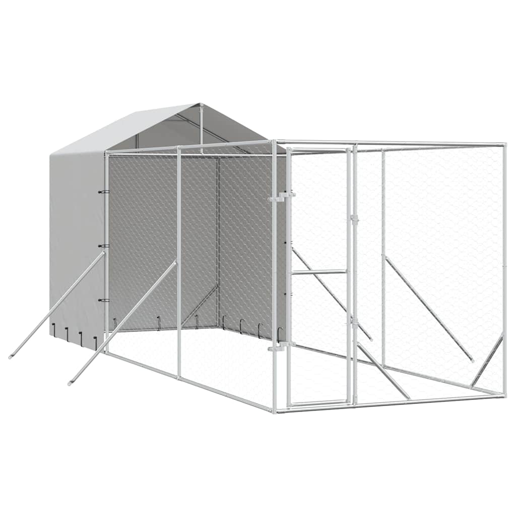 Outdoor Dog Kennel with Roof Silver 2x6x2,5 m Galvanised Steel