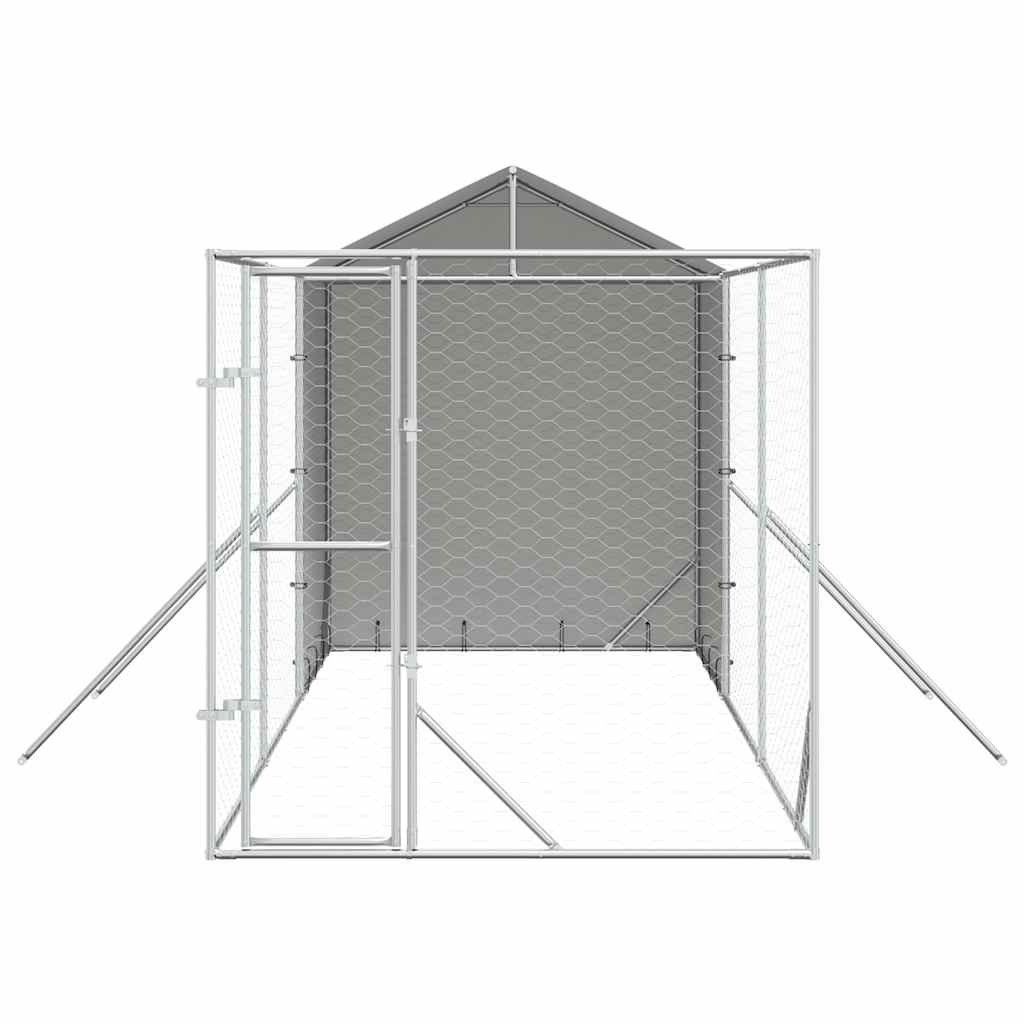 Outdoor Dog Kennel with Roof Silver 2x6x2,5 m Galvanised Steel