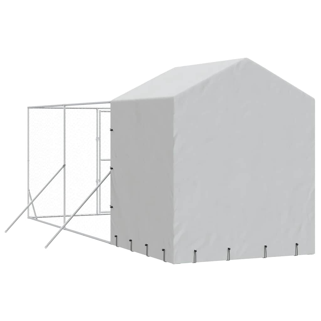 Outdoor Dog Kennel with Roof Silver 2x6x2,5 m Galvanised Steel