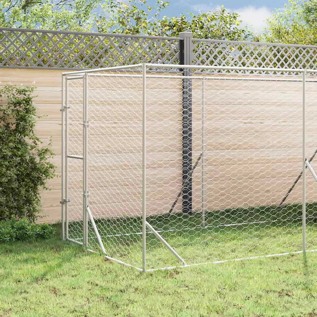 Outdoor Dog Kennel with Roof Silver 2x6x2,5 m Galvanised Steel