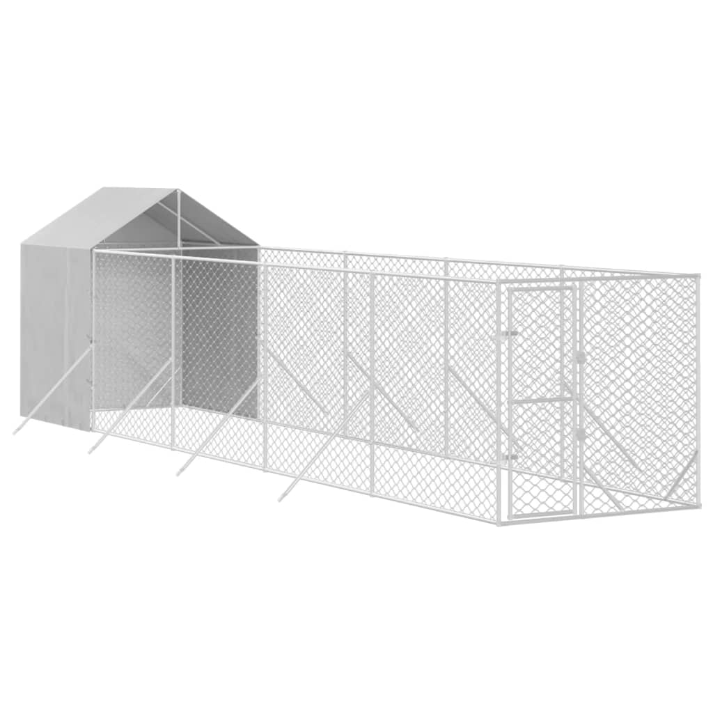 Outdoor Dog Kennel with Roof Silver 2x10x2.5 m Galvanised Steel