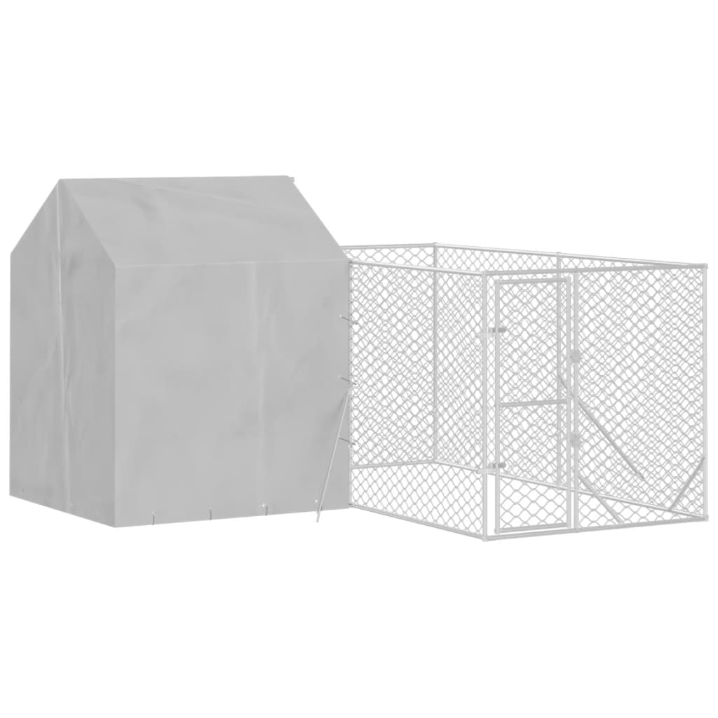 vidaXL Outdoor Dog Kennel with Roof Silver 4x4x2.5 m Galvanised Steel