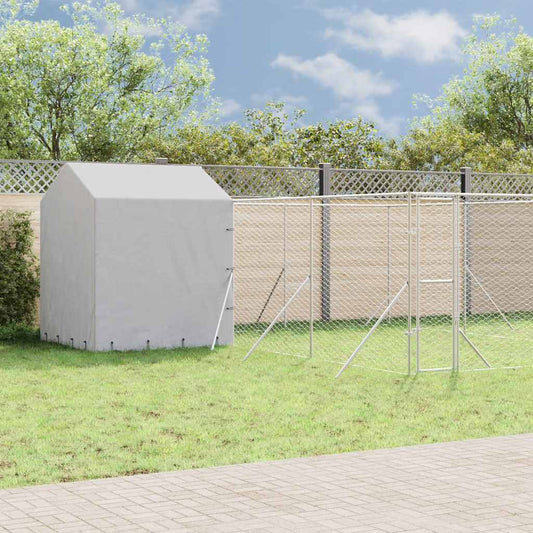 Outdoor Dog Kennel with Roof Silver 6x6x2.5 m Galvanised Steel