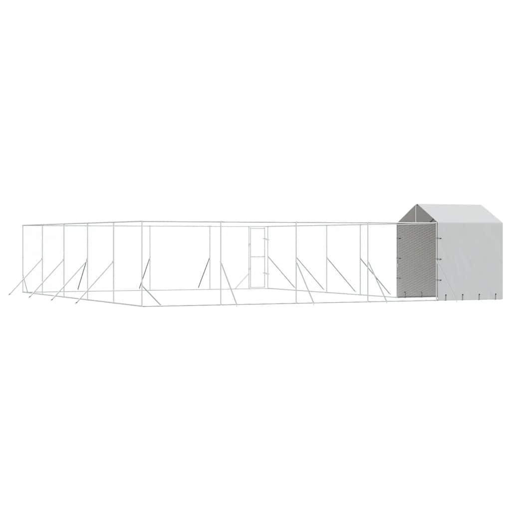 Outdoor Dog Kennel with Roof Silver 10x10x2.5 m Galvanised Steel