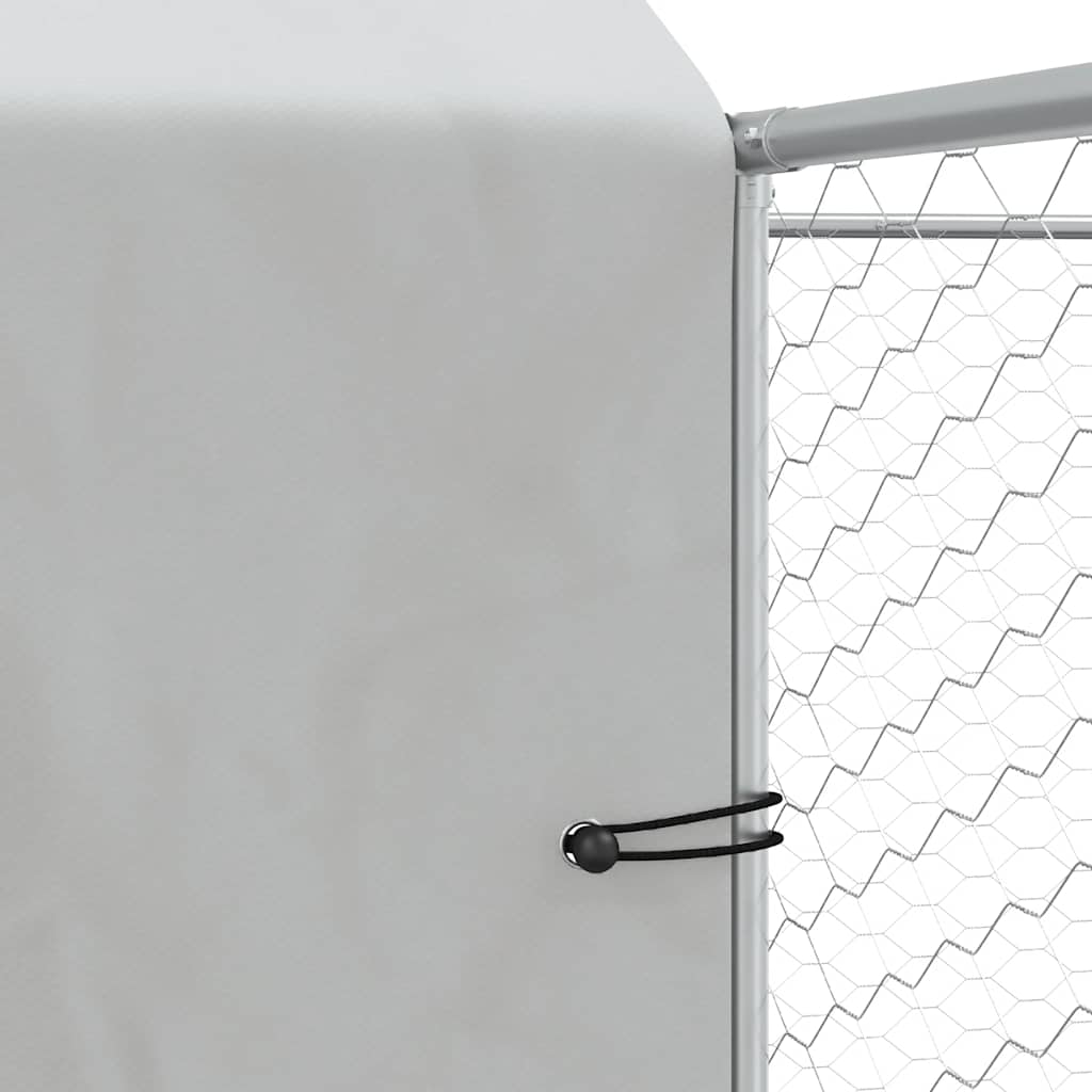 Outdoor Dog Kennel with Roof Silver 10x10x2.5 m Galvanised Steel