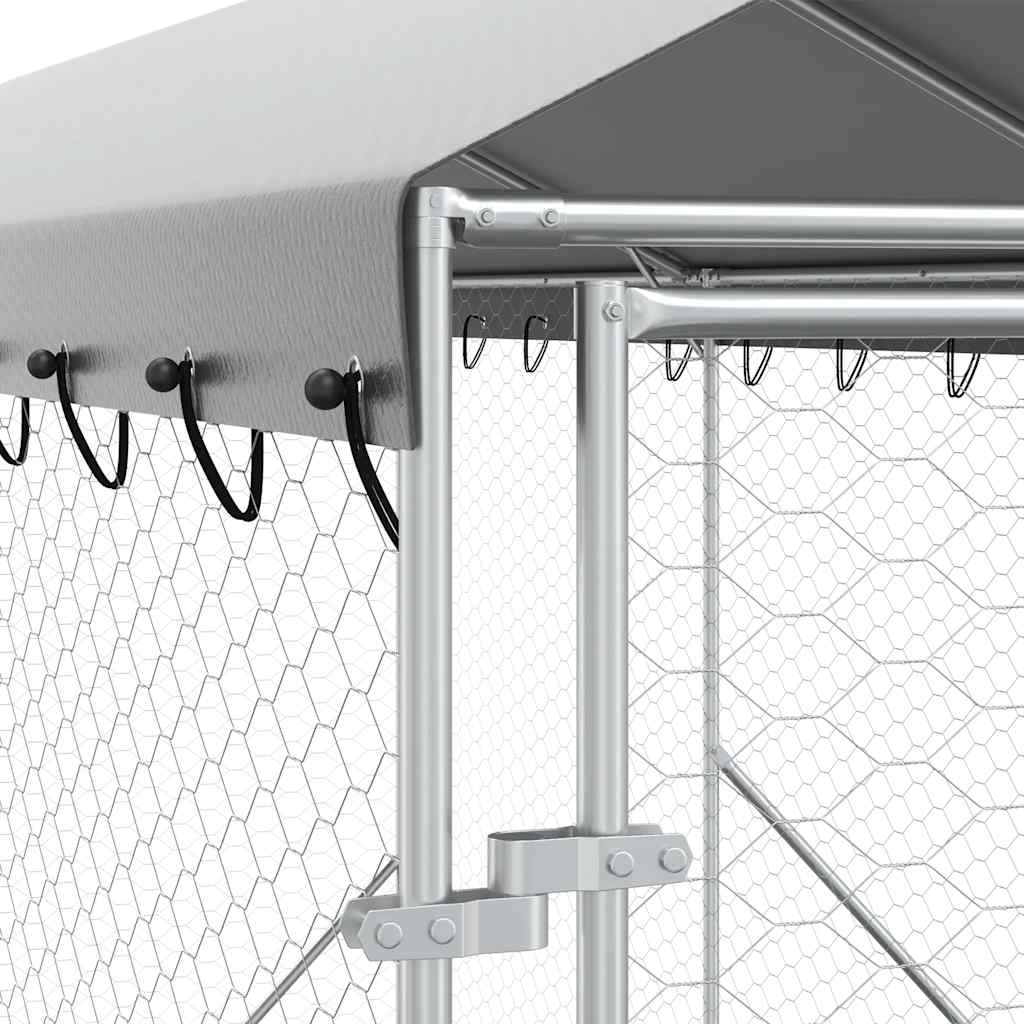 Outdoor Dog Kennel with Roof Silver 2x6x2.5 m Galvanised Steel
