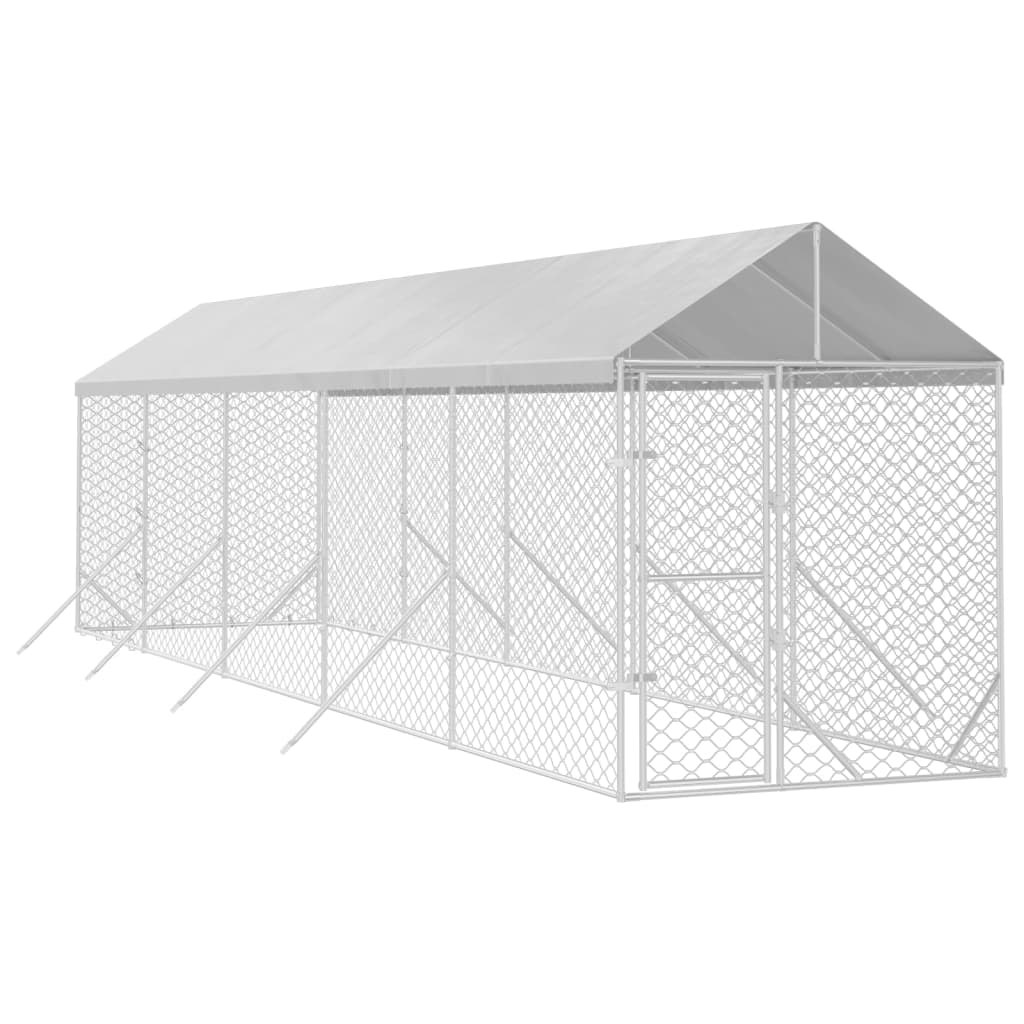 vidaXL Outdoor Dog Kennel with Roof Silver 2x10x2.5 m Galvanised Steel