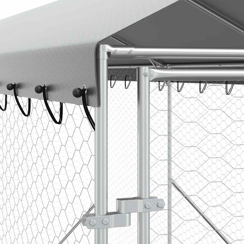 Outdoor Dog Kennel with Roof Silver 2x10x2.5 m Galvanised Steel