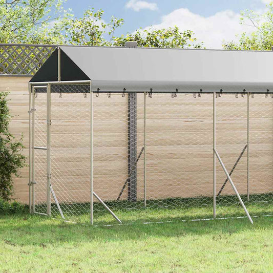 Outdoor Dog Kennel with Roof Silver 2x10x2.5 m Galvanised Steel