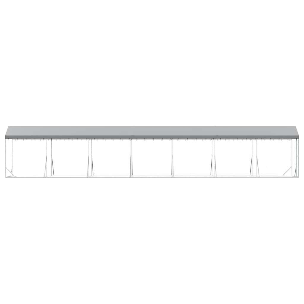 Outdoor Dog Kennel with Roof Silver 2x14x2.5 m Galvanised Steel