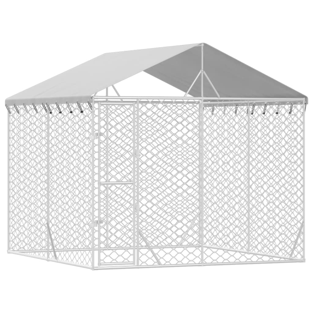 vidaXL Outdoor Dog Kennel with Roof Silver 3x3x2.5 m Galvanised Steel